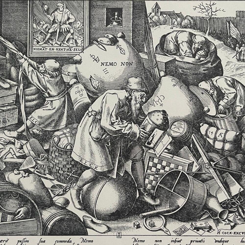 Pieter Bruegel, Everyman, Engraving, Print, Bookplate, Art, ~ 241229-WH 70